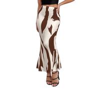 Jupe Flamenco Femme Hiver Longue Elastique Bohême Haute A-Ligne Plissée Maxi Décontractée Élégante Café M