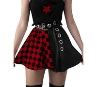 Jupe gothique noire à carreaux pour femboy - Jupe gothique - Jupe alternative - Mini jupe gothique kawaii - Jupe gothique taille haute pour femme, Jupe à carreaux à panneaux B, Taille L