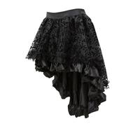 Jupe gothique pour femme - Double couche - Mini jupe steampunk - Taille élastique - Avec dentelle - Vintage - Jupe victorienne - Jupe superposée - Jupe de pirate - Tenue de festival pour Halloween et