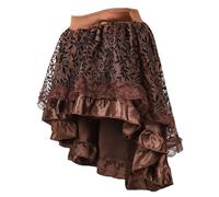 Jupe gothique pour femme - Double couche - Mini jupe steampunk - Taille élastique - Avec dentelle - Vintage - Jupe victorienne - Jupe superposée - Jupe de pirate - Tenue de festival pour Halloween et