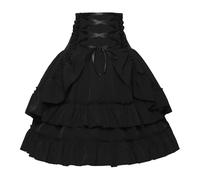 Jupe gothique pour femme - Taille haute - Mini jupe Steampunk - Courte - Avec volants - Vintage - Style victorien - Jupe patineuse - Jupe à lacets - Jupe de pirate - Vêtement festif pour Halloween