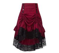 Jupe gothique/steampunk à taille haute avec dentelle, motif crânes, pour cosplay, carnaval, Halloween, vêtement médiéval, Za-rouge, L