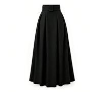 Jupe grise polyvalente décontractée et de ville à taille haute amincissante pour femmes, avec design ample et taille ajustable, jupe évasée noire printemps L,M,S,XL,XSUnicoloreÉtoffe
