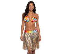 Jupe hawaïenne adulte - Multicolore - 45 cm de long - Plastique fin
