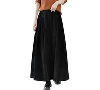 Jupe Hawaienne- Jupe en Velours CôTelé Taille Haute Coupe TrapèZe Fluide avec DéTails PlisséS Tissu Doux Et Confortable Polyvalente IdéAle des Tenues DéContractéEs Et HabilléEs