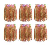 Jupe hawaïenne multicolore - Jupe courte de 40 cm avec fleurs - Parfait pour déguisement, plage, fête, costume et autres événements déguisés