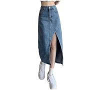 Jupe Jean Femme Fendue, Jupe Grande Taille Femme Taille Haute Irrégulier Décontracté Sexy Chic Et Élégants Coupe Slim Streetwear Confortable Passe-Partout Droit De Tous Les Jours Sortir Skirts