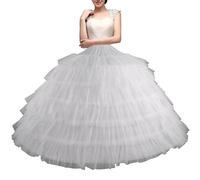 Jupe Jupon 6 cerceaux sous-Juge en Jupe Tulle Jupon de 43 Pouces de Long pour Les Femmes sous la Jupe de Cerceau de mariée réglable pour la Robe de Mariage, Jupe Jupe jupée