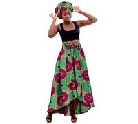Jupe longue africaine avec imprimé, foulard extensible décontracté, rouge, XL