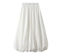 Jupe longue ballon pour femme, élégante, taille haute, couleur unie, ligne A, décontractée, jupes fluides, filles coco, esthétique, plusieurs couleurs disponibles, Blanc., taille unique
