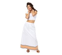 Jupe Longue Bohème Ethnique Coton Blanc Selyara L/XL (42 au 46)