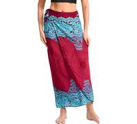 Jupe Longue Bohème Femme Fluide Taille Haute Hawaienne Ete Florale Hippe 2 en 1 Robe Plage