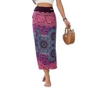 Jupe Longue Bohème Femme Taille Haute Hawaienne Ete Fluide Florale Hippe 2 en 1 Robe Plage