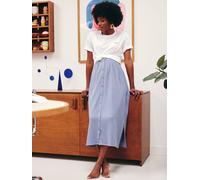 Jupe longue de grossesse en gaze de coton bleu ardoise 44