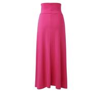 Jupe longue double fendue pour femme - Uni - Deux fentes latérales - Taille 37 à 50, rose vif, L