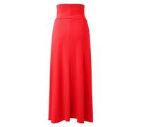 Jupe longue double fendue pour femme - Uni - Deux fentes latérales - Taille 37 à 50, Rouge, S