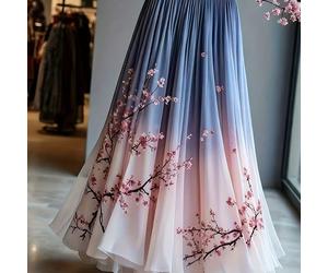 Jupe longue élégante de style français avec jupe à fleurs en maille multicouche | Nouvelles impressions printemps/été | Tenues de brunch pour femmes | Tenues d'automne pour femmes L,M,S,XL,XXLPlantesT
