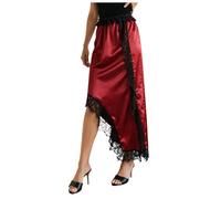 Jupe Longue en Dentelle pour Femme Semi Transparente Dentelle Chic Et Elegant D'éTé Bordure en Et Coupe TrapèZe Fluide Semi Transparente Swing Volante IrréGulièRe Ourlet