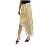 Jupe Longue en Dentelle pour Femme Semi Transparente Dentelle Chic Et Elegant D'éTé Bordure en Et Coupe TrapèZe Fluide Semi Transparente Swing Volante IrréGulièRe Ourlet