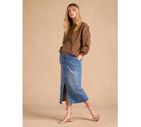 Jupe longue en jean grossesse fendue devant bleu moyen 46