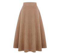 Jupe longue en laine à carreaux pour femmes Ylingjun - Automne/hiver - Taille haute élastique - Jupe A ligne évasée plissée en tartan, Taille L