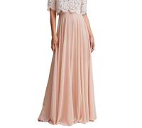 Jupe longue en mousseline de soie pour femme - Robe d'été vintage avec grand ourlet pour demoiselles d'honneur, Blush, L