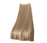 Jupe Longue En Satin Femme Mode Couleur Unie Jupe PlisséE Elastique Taille Haute Jupe TrapèZe Grande Taille Jupe Chic Et Elegant Confortable Et Respirant D'éTé ExtéRieur DéContractéE