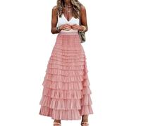 Jupe longue en tulle à volants pour femme - Taille haute - Jupon à volants, Rosepink., Taille S