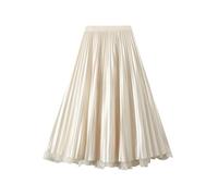 Jupe longue en tulle pour femme - Jupe de plage pour femme - Jupe midi pour le carnaval - Élégante - Élastique - Taille haute - Jupe plissée en maille - Pour mariage, fête, bal de fin d'année, beige,