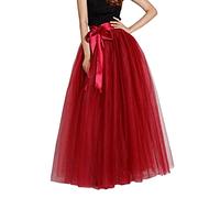 Jupe longue en tulle pour femme - Tutu - Costume de carnaval - Jupon - Jupon vintage des années 50 - Ballet - Robe de danse - Robe de ballet - Rockabilly - Pour fête, longue danse, O rouge 2, taille