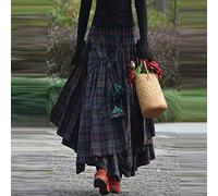 Jupe Longue Femme à Carreaux Asymétrique pour Hiver Automne Printemps - Jupes Maxi Longue Y2K Steampunk Gothique - Jupe Années 90 Vintage E-Girl Grunge Streetwear
