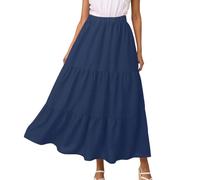 Jupe Longue Femme Boheme Jupes Blanche Portefeuille Maxi Imprimé Fleurs Été Ete Short Fluide Noire Swing Ourlet Volants Midi Été Élastique Robe Patineuse Taille Haute Bleu XXL