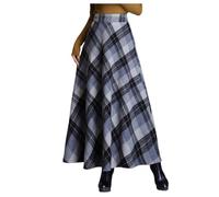 Jupe Longue Femme Carreaux, Jupe Plissée Femme Vintage Taille Haute Décontracté Chic Et Élégants Coupe Fluide Ample Style Trapèze A-Line Confortable Tempérament Passe-Partout Automne Hiver Skirts