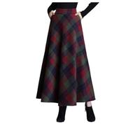 Jupe Longue Femme Carreaux- Jupe Plissée Vintage Taille Haute Décontracté Chic Et Élégants Coupe Fluide Ample Style Trapèze A-Line Confortable Tempérament Passe-Partout Automne Hiver Skirts
