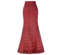 Jupe Longue Femme Halloween, Jupe Crayon Femme À Volants À Lacets Croisée Décoration Taille Ventre Haute Motifs Street Fashion Sexy Jacquard Moulante Gothique Mermaid Retro Carnaval Cosplay Vêtements