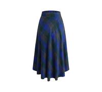 Jupe Longue Femme Hiver Vintage Élégant Taille Haute Carreaux Taille élastique Maxi Jupe Laine Chaud A-Line Plissée Jupe Casual Party Blue XXXL