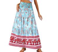 Jupe Longue Femme Jupes Femme pour Le Bureau Jupe Longue Bohème Fleurs Sauvages A-Line Maxi Été Festival Musique Fluide Libre