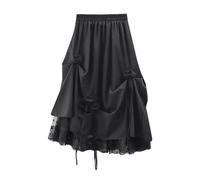 Jupe Longue Femme Médiévale, Costume Halloween Adulte À Volants Dentelle Asymétrique Plissée Taille Haute Moulante Stretch Motifs Street Fashion Sexy Gothique Streetwear Chevalier Décontractée
