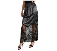 Jupe Longue Femmes Semi Transparente Dentelle Chic Et Elegant Semi Transparente Swing Volante IrréGulièRe Ourlet Jupe Longue Bordure en Dentelle Coupe TrapèZe Fluide pour Une Multitude D'Occasions