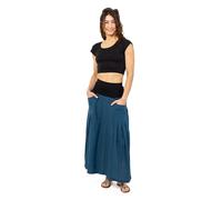 Jupe longue fluide ceinture bandeau bleu canard Miya XXL - ( 44-46 )