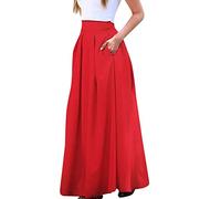 Jupe Longue Fluide Femme Grande Taille- Jupes Taille éLastique,Jupe PlisséE Couleur Unie De Mode Basique Casual Lâche Jupes Confortable Léger Chic Et élégant Classique avec Poche Skirts