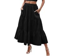 Jupe Longue Fluide Femme Grande Taille- Jupes Taille éLastique PlisséE Couleur Unie De Mode Basique Casual Lâche Confortable Léger Chic Et élégant Classique avec Poche Skirts