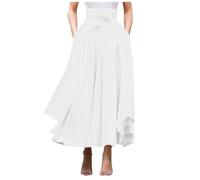 Jupe Longue Fluide Femme Grande Taille PlisséE Couleur Unie Taille éLastique De Mode Basique Casual Lâche Confortable Léger Chic Et élégant Classique avec Poche Skirts