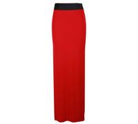 Jupe Longue Jersey Pour Femme Uni Droit Extensible Taille Élastique - 42-44, Rouge