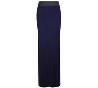 Jupe Longue Jersey Pour Femme Uni Droit Extensible Taille Élastique - S/M, Bleu marine
