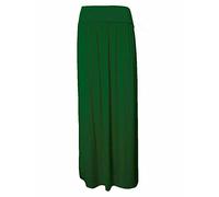 Jupe longue plissée et confortable pour femme, vert bouteille, 52-54