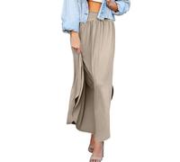 Jupe longue pour femme avec fente latérale et poche pour femme, beige, L