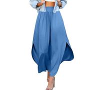 Jupe longue pour femme avec fente latérale et poche pour femme, BU1, 3XL