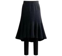 Jupe longue pour femme avec legging taille haute - Legging thermique avec jupe - Ligne A - Élégante jupe plissée avec pantalon - Jupe mi-longue - Jupe mi-longue - Jupe plate - Doublure chaude - Swing
