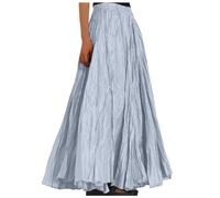 Jupe longue pour femme taille haute élégante coupe trapèze, avec cordon de serrage, couleur unie pour loisirs Femmes Bohème Jupes élastique Maxi Jupes Taille Haute Longues Tube Yoga (b-Sky Blue, XL)